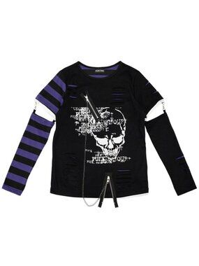 NEW ACDC RAG Royal Road Punk Black Purple Long Sleeves Tee